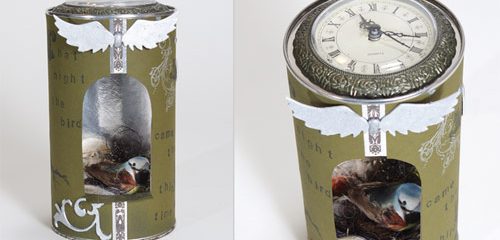 Bird Clock mixed media assemblage